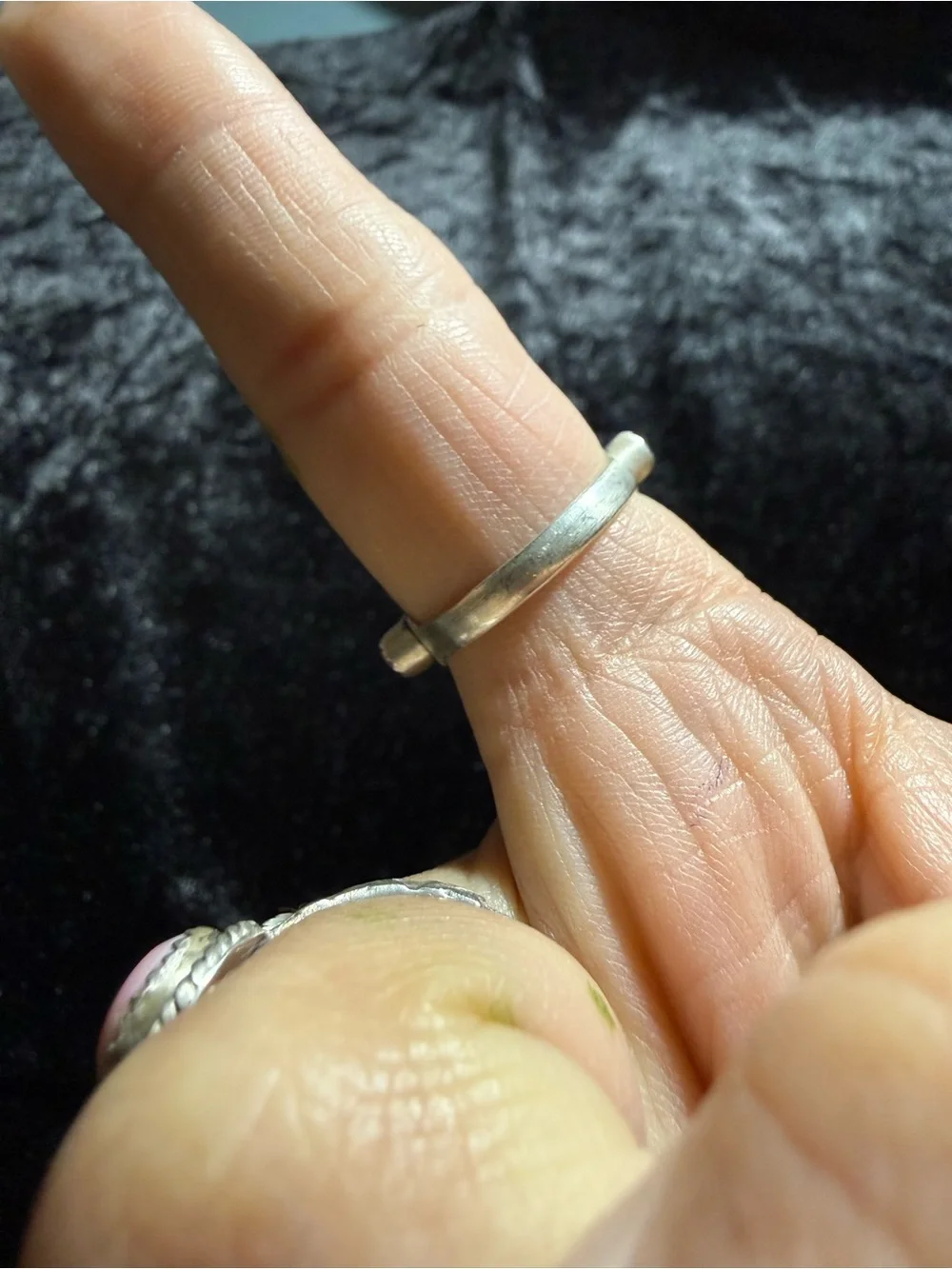 Sterling Silver Pink Opal Half Eternity Band Ring
